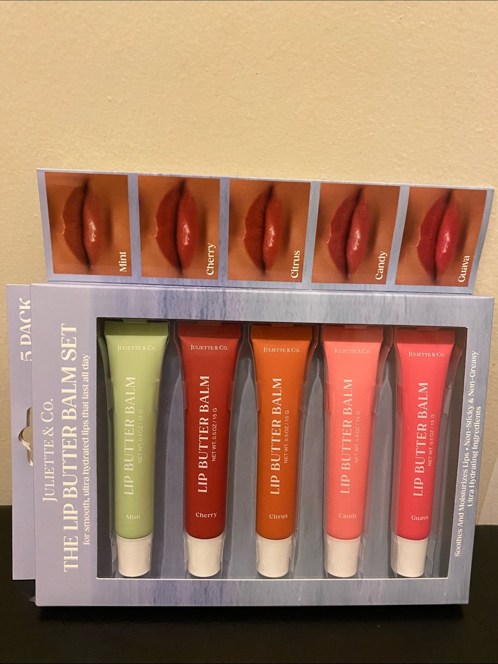 Lip Butter Balm 5-Pack — Mint, Cherry, Citrus, Candy, Guava